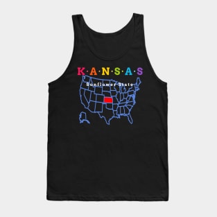 Kansas, USA. Sunflower State - With Map Tank Top